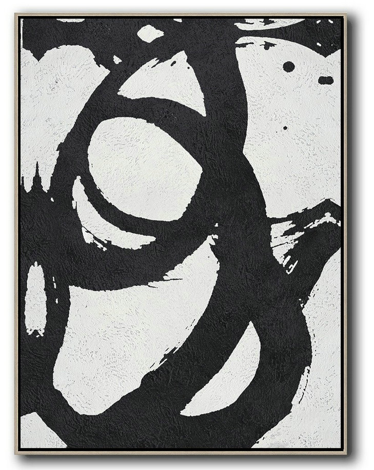 Handmade Extra Large Contemporary Painting,Black And White Minimal Painting On Canvas - Modern Art Abstract Painting